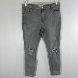 Primark Denim Co Gray Wash Distressed Ripped‎ Knee Skinny Jeans USA 16